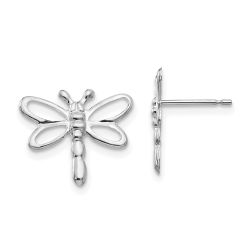 Sprout 14k White Gold Madi K Polished Dragonfly Earrings