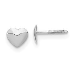 Sunbeam Buddy 14k White Gold Madi K Rhodium-plated Heart Screwback Post Earrings