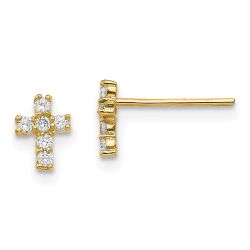 Cricket Bean 14K Madi K Polished CZ Cross Post Earrings