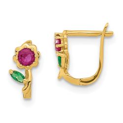 Luna 14k Madi K Polished Red & Green CZ Flower Hoops