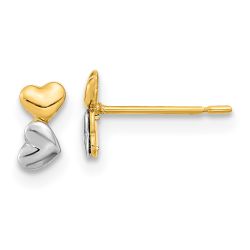 Sunny 14k Madi K Two-tone Childrens Double Heart Post Earrings