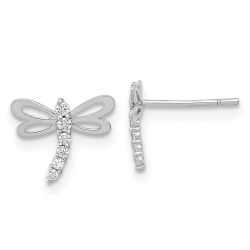 Luna 14k Madi K White Gold Polished CZ Dragonfly Post Earrings