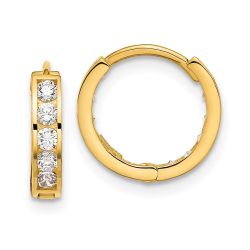 Sprout 14k Madi K Round/Square CZ Reversible Hinged Hoop Earrings