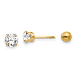 Puddle Glow 14k Madi K Polished Reversible 5mm CZ & Ball Earrings