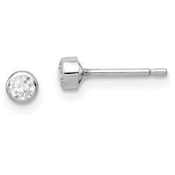 Bumble Wink 14k Madi K White Gold 3mm CZ Bezel Post Earrings