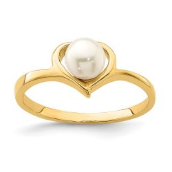 Pip Cloud 14K Madi K 4-5mm White Button Freshwater Cultured Pearl Heart Ring