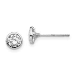 Muffin Wink 14k White Gold Madi K 5mm Bezel Set CZ Post Earrings