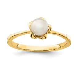 Pixie Puff 14K Madi K 4-5mm White Button Freshwater Cultured Pearl Flower Ring