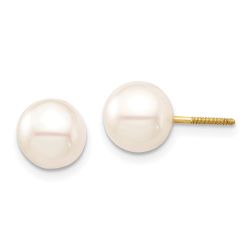Zippy Glow 14k Madi K 7-8mm White Round Freshwater Cultured Pearl Screwback Post Earrings