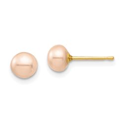 Twinkle Puff 14k Madi K 5-6mm Pink Button Freshwater Cultured Pearl Stud Post Earrings with Silicone Backs