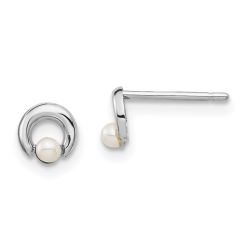 Marshmallow Cloud 14k White Gold Madi K Button Freshwater Cultured Pearl Circle Post Earrings
