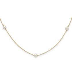 Wobbles Nook 14k Madi K 4-5mm White Round Freshwater Cultured Pearl 5-Station 15.25 inch Necklace