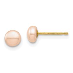 Bunny Puff 14k Madi K 4-5mm Pink Button Freshwater Cultured Pearl Stud Post Earrings with Silicone Backs