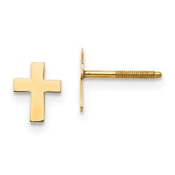Winky Shine 14k Madi K Polished Tiny Cross Silicone Back Earrings