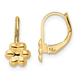 Muffin Star 14K Madi K Polished Flower Leverback Earrings