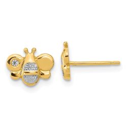 Cocoa Puff 14K Madi K Polished White Rhodium CZ Bee Post Earrings