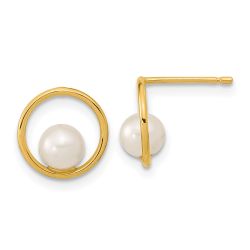 Sparkle 14K Madi K Open Circle 5mm Freshwater Cultured Pearl Post Earrings