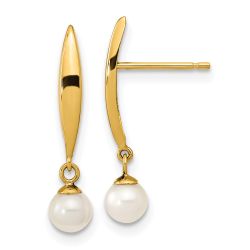Sunny 14K Madi K Polished 4mm Freshwater Cultured Pearl Post Earrings