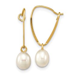 Sprout 14k Madi K 6-7mm White Rice Freshwater Cultured Pearl Dangle Earrings