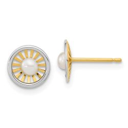 Giggles 14K Two-tone Madi K 3-3.5mm Freshwater Cultured Pearl Post Earrings