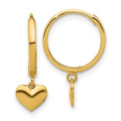 Twinkle 14k Madi K Polished Heart Dangle Huggie Hoop Earrings