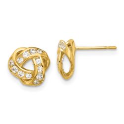 Buddy 14k Madi K Polished CZ Love Knot Post Earrings