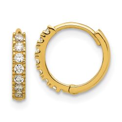 Dreamy Bear 14k Madi K Polished CZ 2mm Hinged Huggie Hoop Earrings