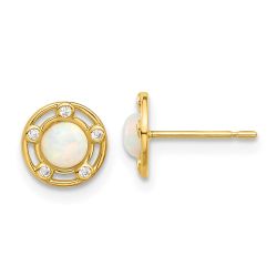 Buddy 14k Madi K Polished Created Opal and CZ Post Earrings