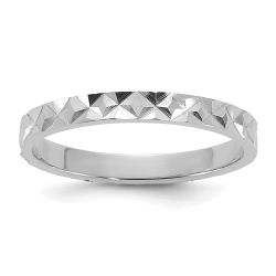 Sunbeam Joy 14K White Gold Madi K Diamond-cut Design 2mm Flat Band Baby / Children's Ring
