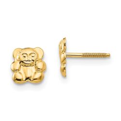 Sunny Glow 14k Madi K Polished Teddy Bear Screwback Earrings