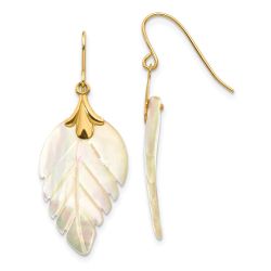 Bumble 14k Madi K Mother of Pearl Leaf Dangle Earrings