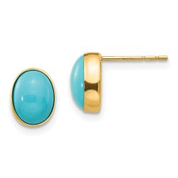 Snuggle 14k Madi K Bezel Set Oval Turquoise Post Earrings