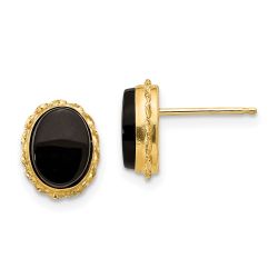 Cotton Bloom 14k Madi K Bezel Onyx Earrings