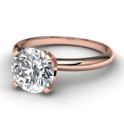 14k Rose Gold Solitaire Engagement Ring Front Ring