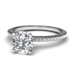 14k White Gold Diamond Engagement Ring Front View
