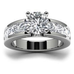 14k White Gold Channel Set Engagement Ring Top View