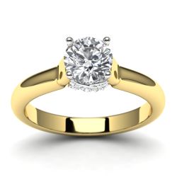 14k Two Tone Diamond Engagement Ring Top View