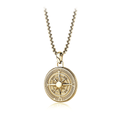 Stainless Steel Gold Plated Compass Necklace