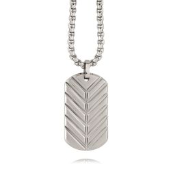 Stainless Steel Chevron Reversible Dog Tag Necklace