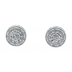 Sterling Silver Halo Diamond Earrings