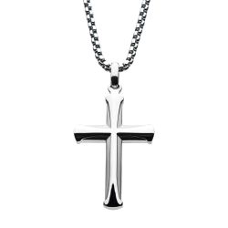 Stainless Steel Apostle Cross Pendant with Steel Bold Box Chain