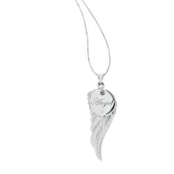 Sterling Silver Diamond Accent "Angel" Heart Charm & Angel Wing Pendant 