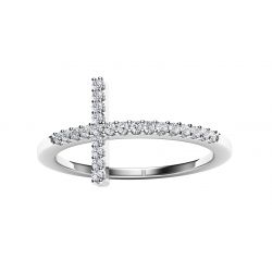 Diamond Sideways Cross Ring in Sterling Silver