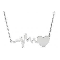 Sterling Silver Necklace with Heart and Heartbeat Pendant