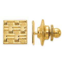 Isolde 14K Men's Square Basketweave Textured Tie Tac