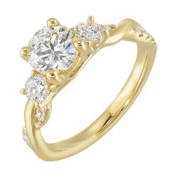 Isolyn 14K Yellow Gold 1/2CTW Diamond Mounting for 1CT Round Center