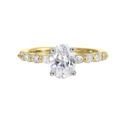 Radiant Horizon 14Kt Yellow Semi Mount 1/3Ctw For 2Ctw Oval Center