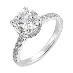 Selvara 14K White Gold 3/8CTW Diamond Mounting for 2CT Round Center