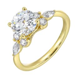 Elowen 14K Yellow Gold 3/8CTW Diamond Mounting for 1.5CT Round Center