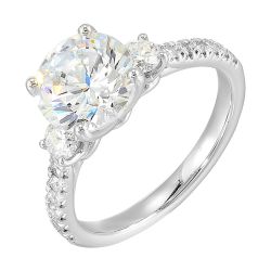 Amelise 14K White Gold 1/2CTW Diamond Mounting for 2CT Round Center